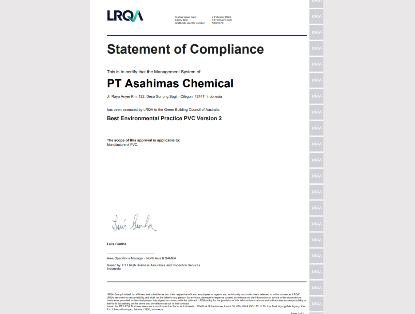 GBCA Certificate
